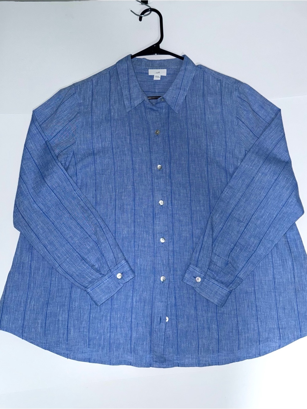 J. Jill Blue Vertical-Stripe Button-Down Shirt